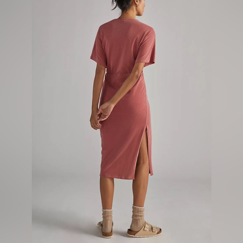 Sundry Dusty Rose Twist-Front Midi Dress - Picture 3 of 10